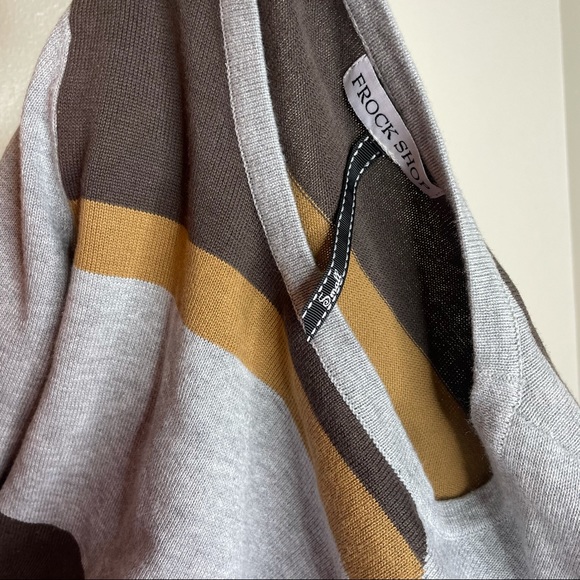 Frock Shop Grey Abstract Stripe Browns Side Slit Small Sweater - Picture 9 of 10